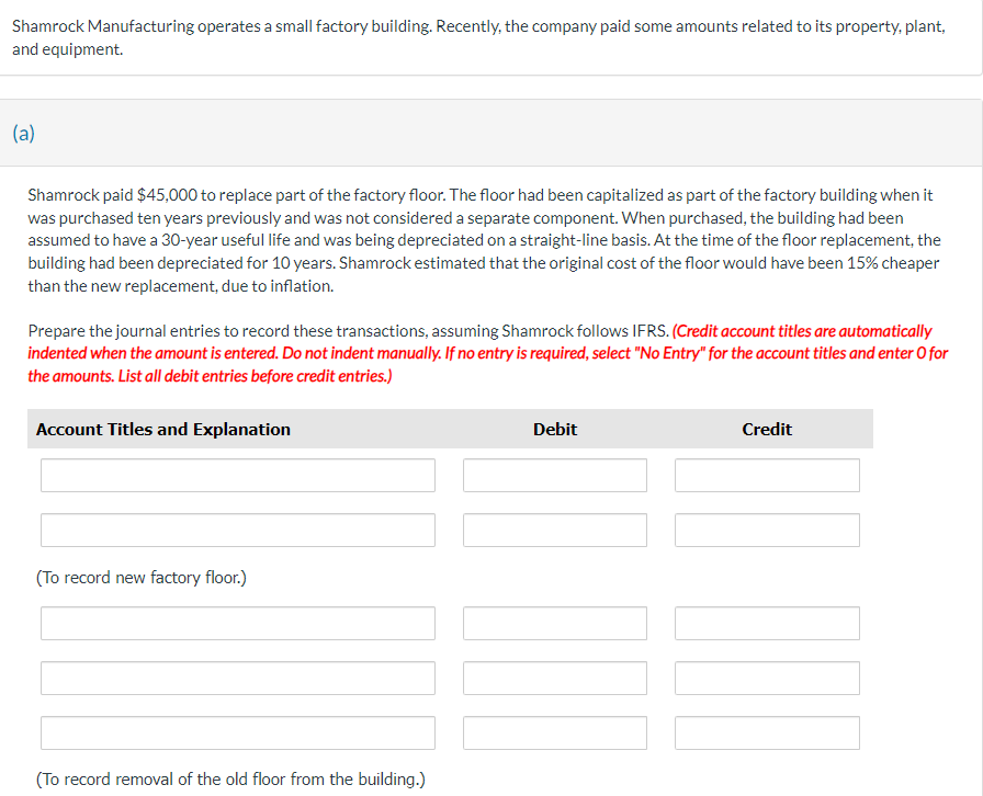 The floor had been capitalized as part of the factory building when