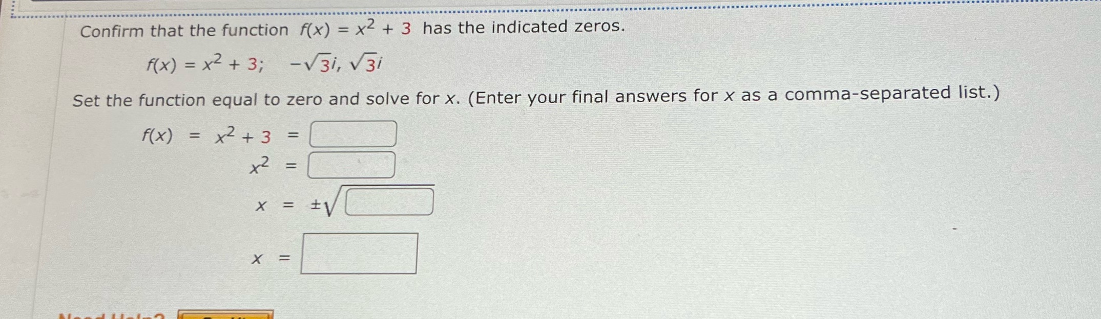  Confirm that the function f(x) = x2 + 3 has the