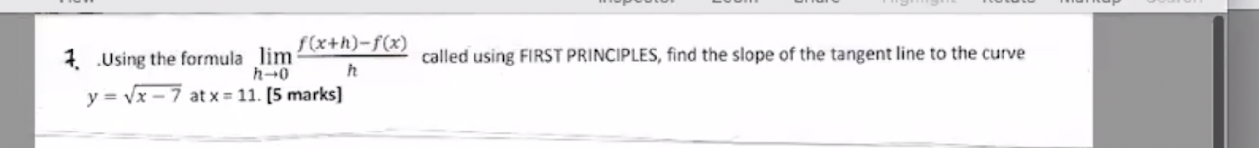 1. .Using the formula lim f(xth)-f(x) h-0 h called using FIRST