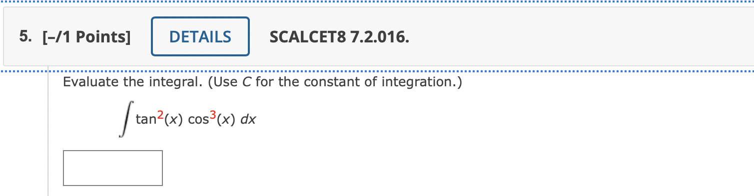  Hello I need help on my calc2 homework 5. [-/1 Points]