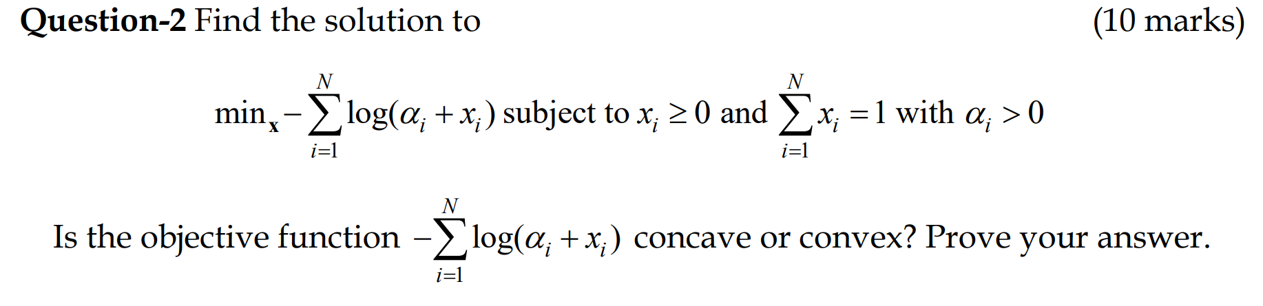 + x, ) subject to x; 2 0 and Ex; =1 with
