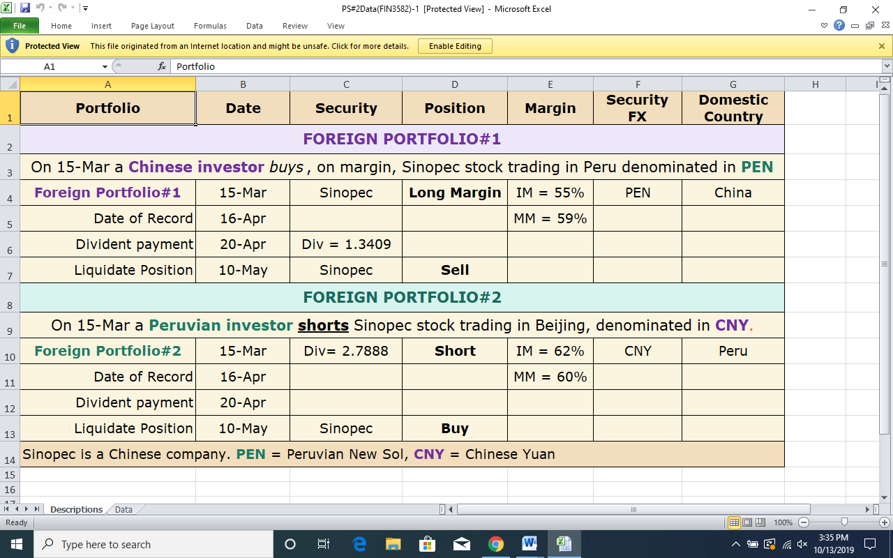  PS#2Data(FIN3582)-1 [Protected View] - Microsoft Excel X File Home Insert Page