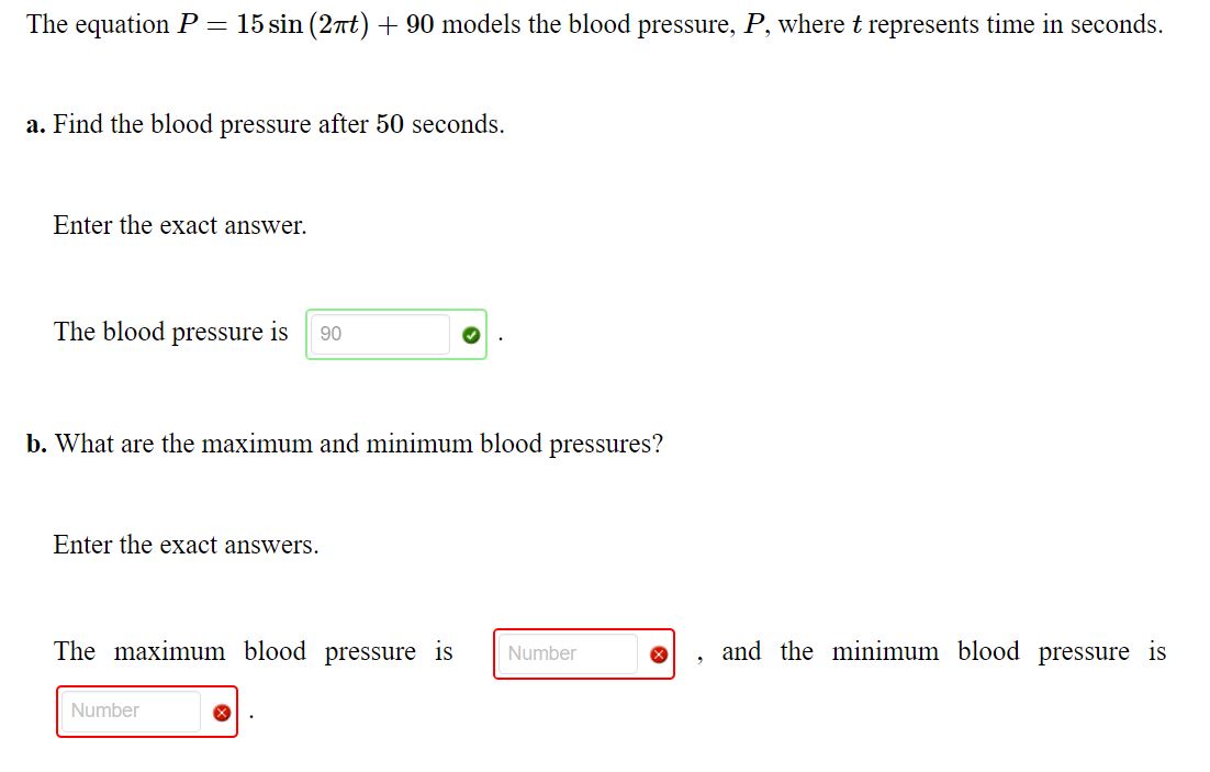 blood pressure, P, where t; represents time in seconds. 3. Find the