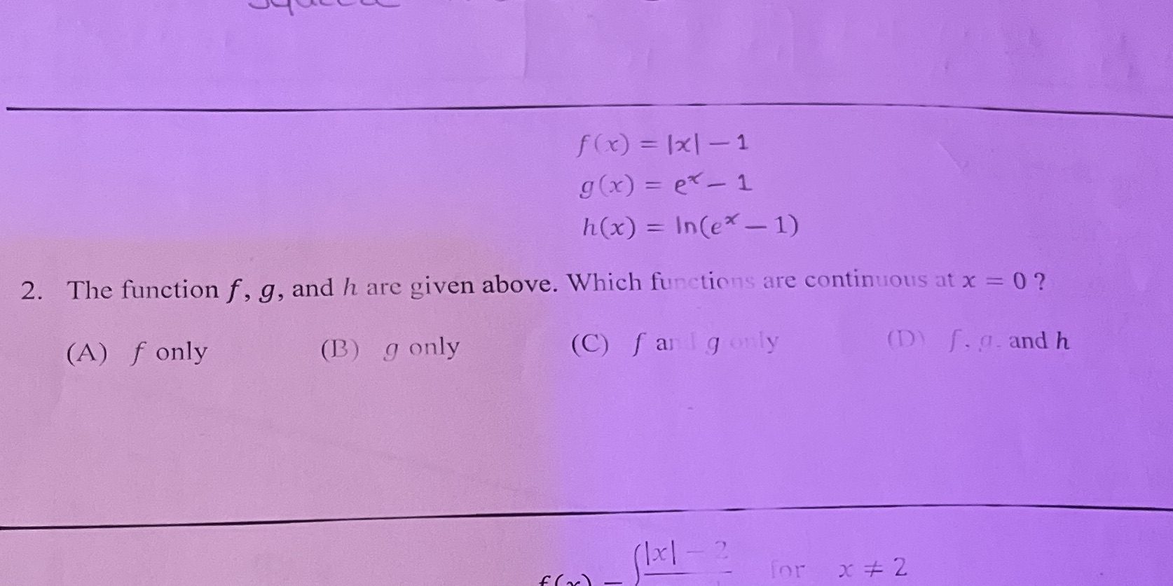 f ( x) = 1x1-1 g ( x ) = ex