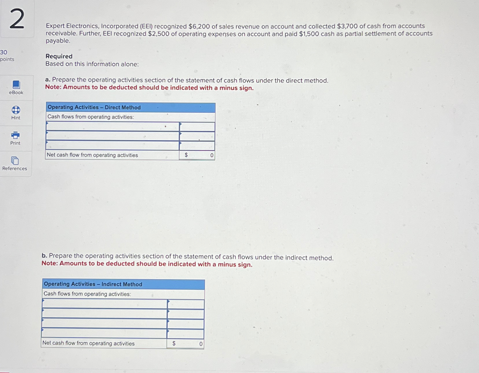 and collected $3,700 of cash from accounts receivable. Further, EEl recognized $2,500