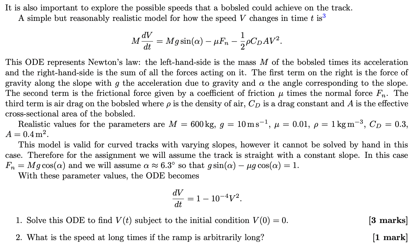 for how the speed V changes in time t is3 Mr :