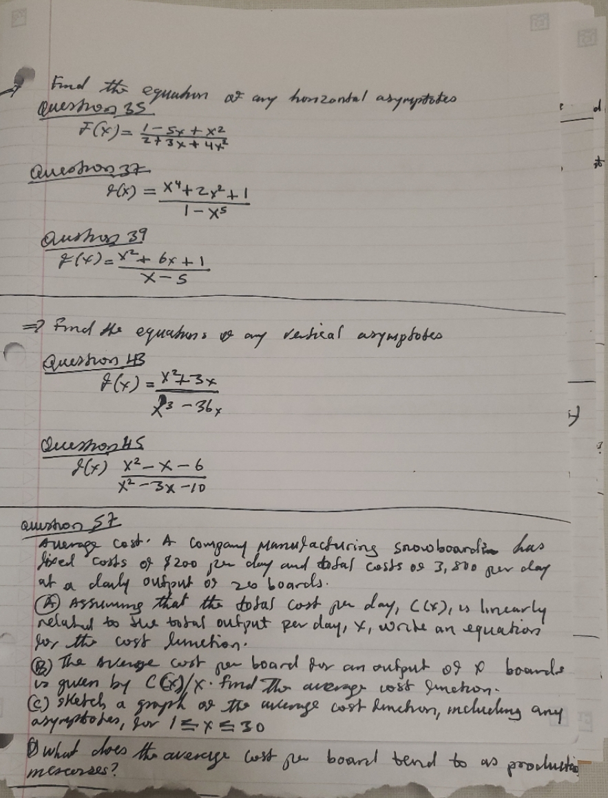  help Find the equation at any horizontal asymptotes F ( x