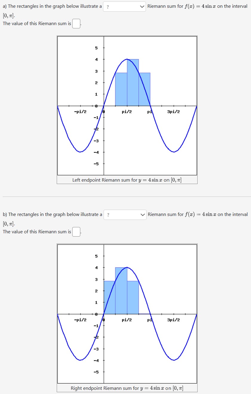sum for f(2) = 8 on the interval [3, 7]. The value
