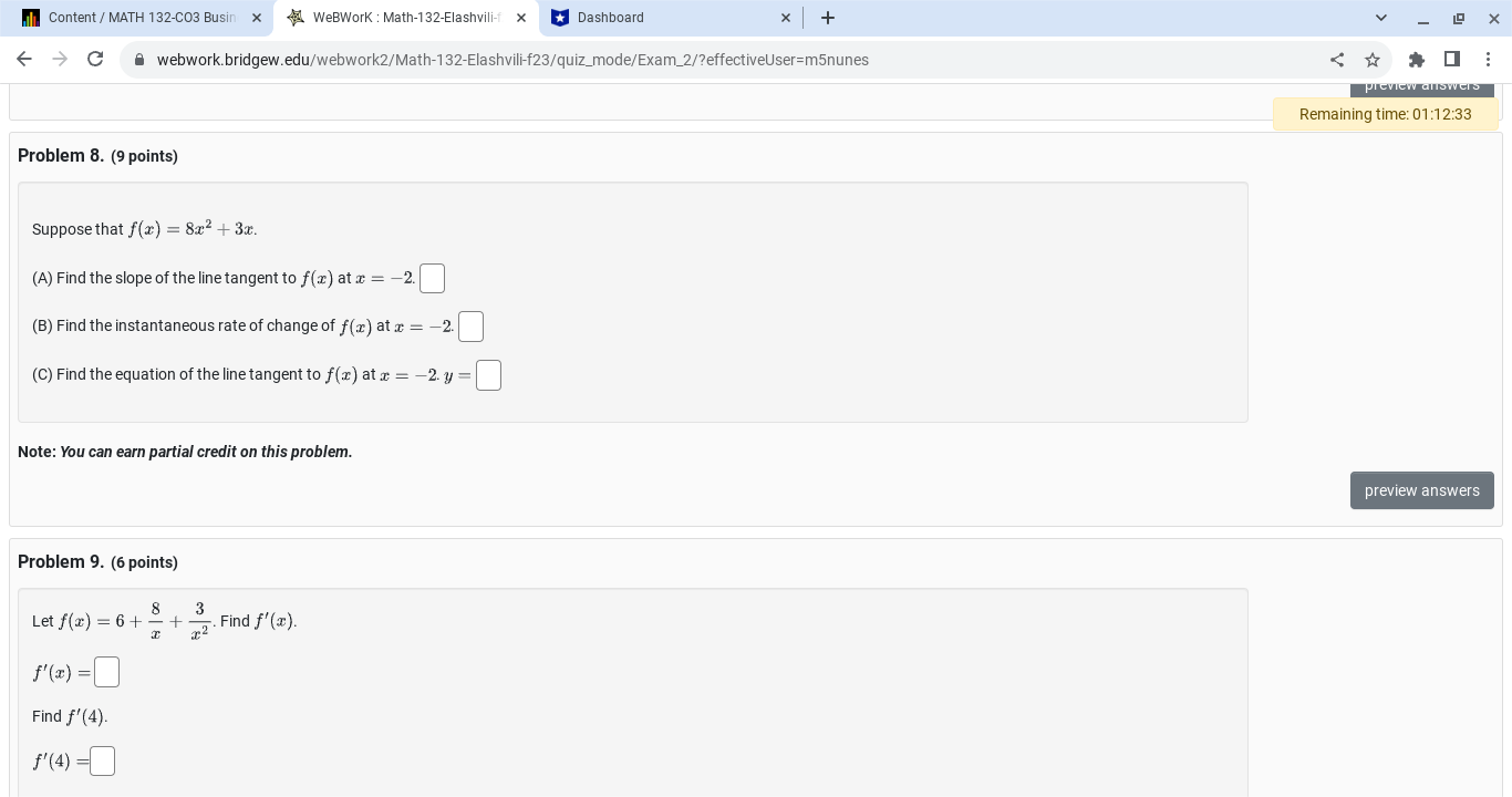  Content / MATH 132-CO3 Busin x WeBWork : Math-132-Elashvili-f x *