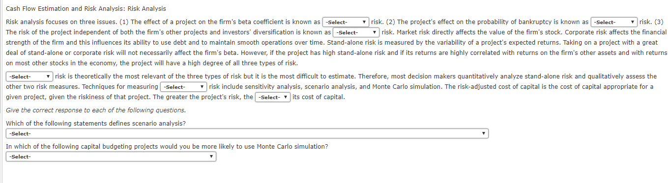 three issues. (1) The effect of a project on the firm's beta