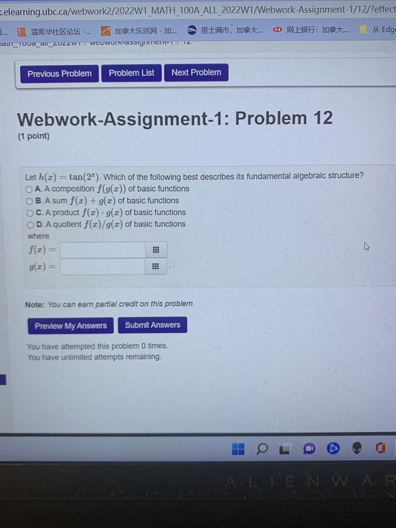 .elearning.ubc.ca/webwork2/2022W1_MATH_100A_ALL_2022W1/Webwork-Assignment-1/12/?effect 1... M Edg am_Tova all CUZZWIT WEDWOIR-assignmentT7 12 Previous Problem