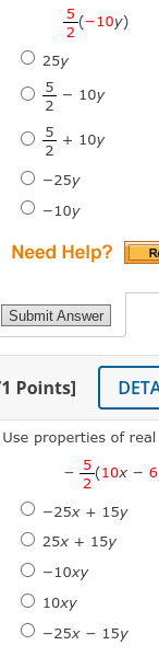 O -25y O -10y Need Help? R Submit Answer 1 Points] DETA