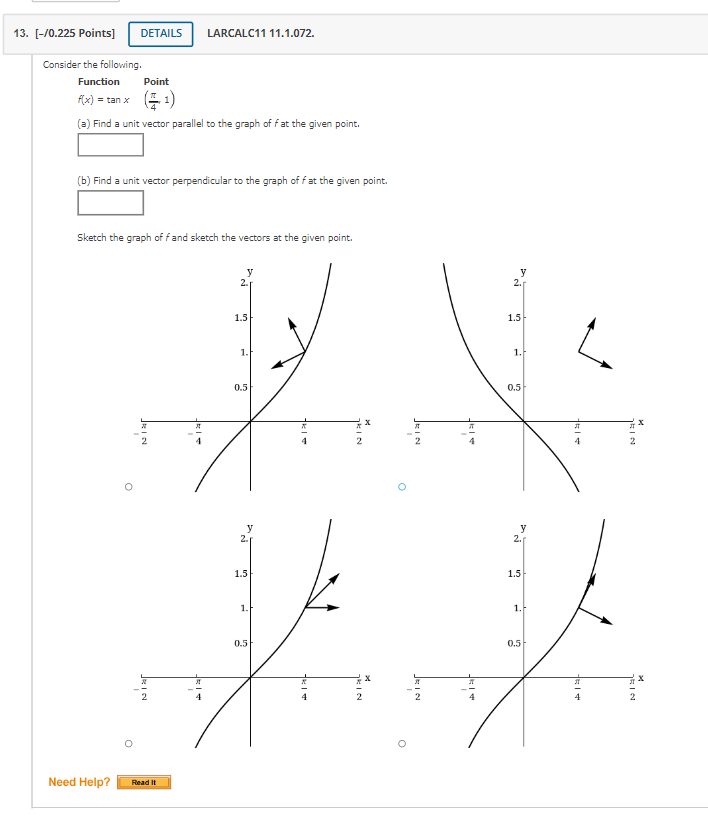Help? Read It 4. [-/0.075 Points] DETAILS LARCALC11 11.1.024. Find the magnitude