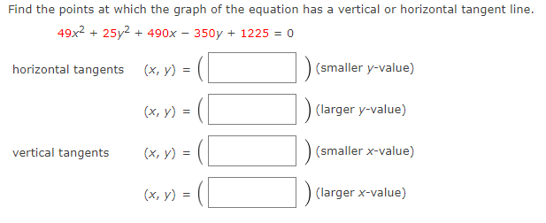 12 ( x, V ) = (smaller y-value) (x, V ) =