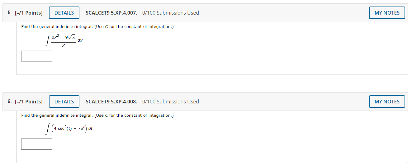 Find the general indefinite integral. (Use C for the constant of integration.)