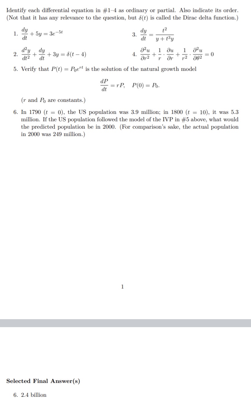 Calculus 2: Definitions and modeling Please help solve 1-6. Please show