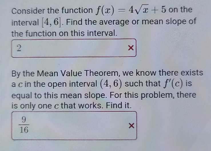  Consider the function f(x) - 4vx + 5 on the interval