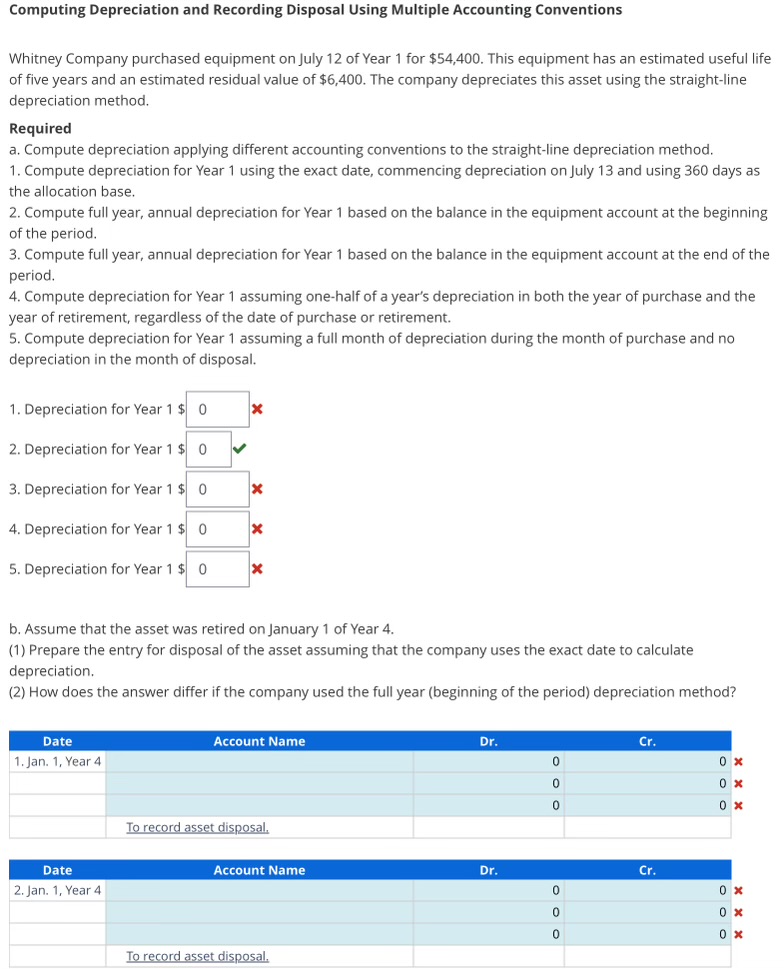 Computing Depreciation and Recording Disposal Using Multiple Accounting Conventions Whitney Company