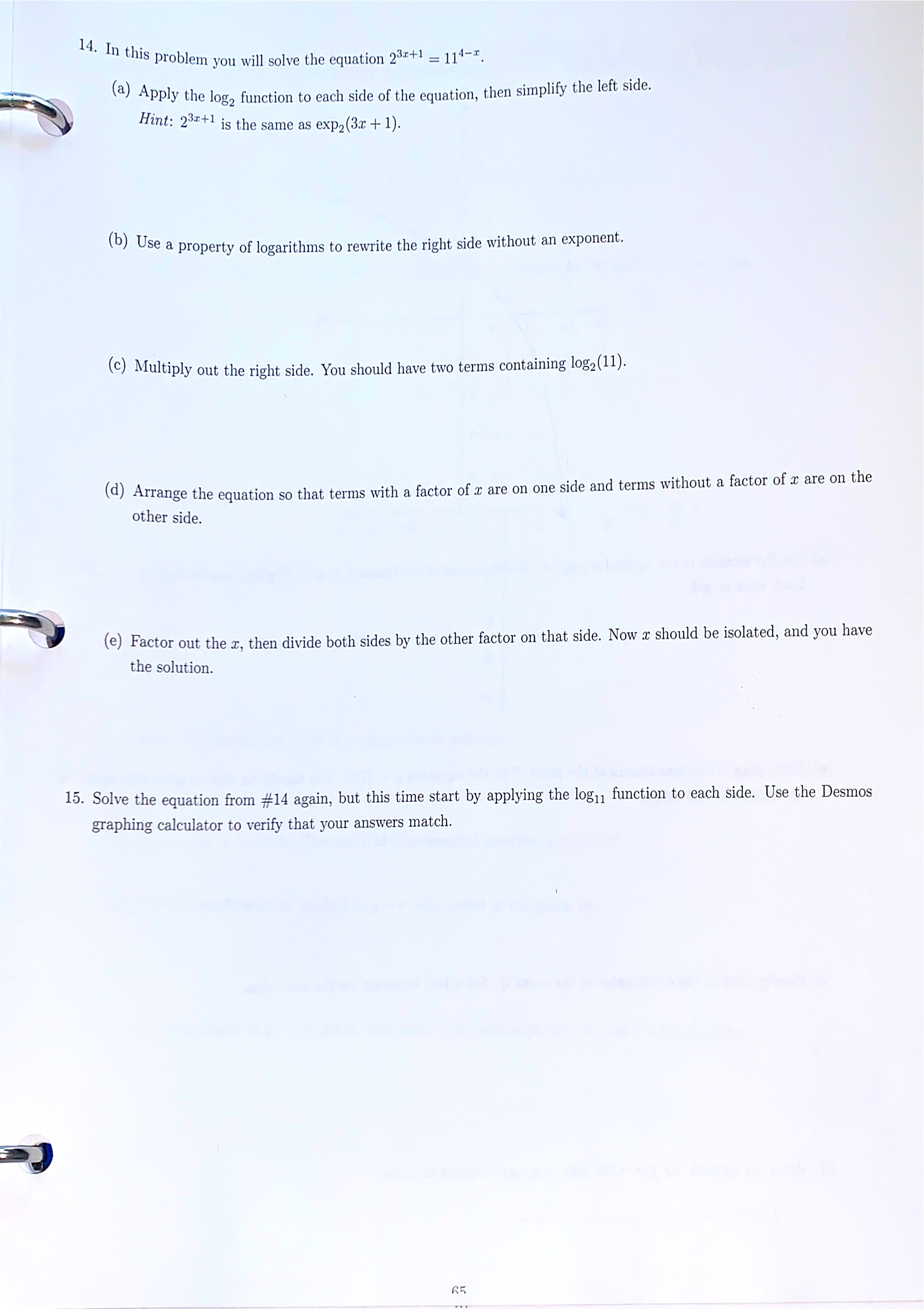  14. In this problem you will solve the equation 23+1 =