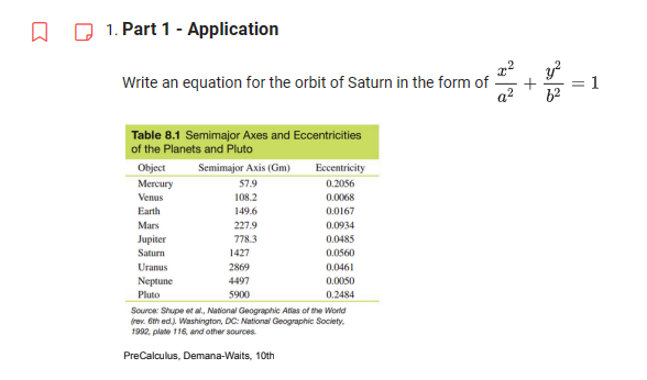 Eccentricity Mercury 57.9 0.2056 Venus 108.2 0.0068 Earth 149.6 0.0167 Mars 227.9