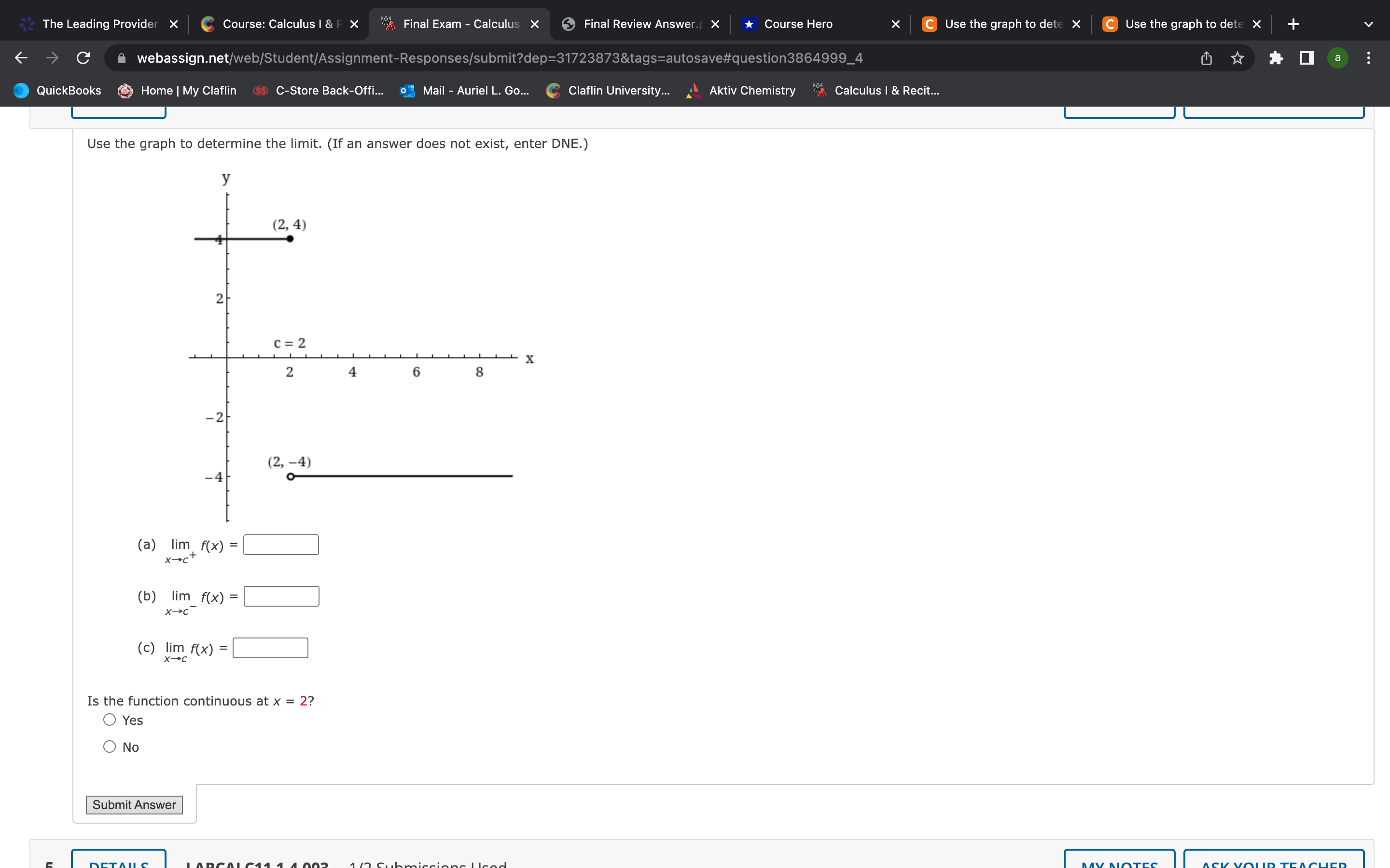 Final Exam - Calculus X Final Review Answer. X Course Hero X
