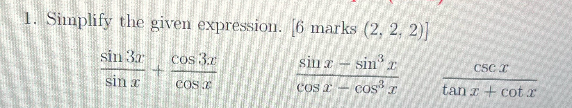 2, 2)] sin 3a cos 30 sin 7 - sin" r CSC