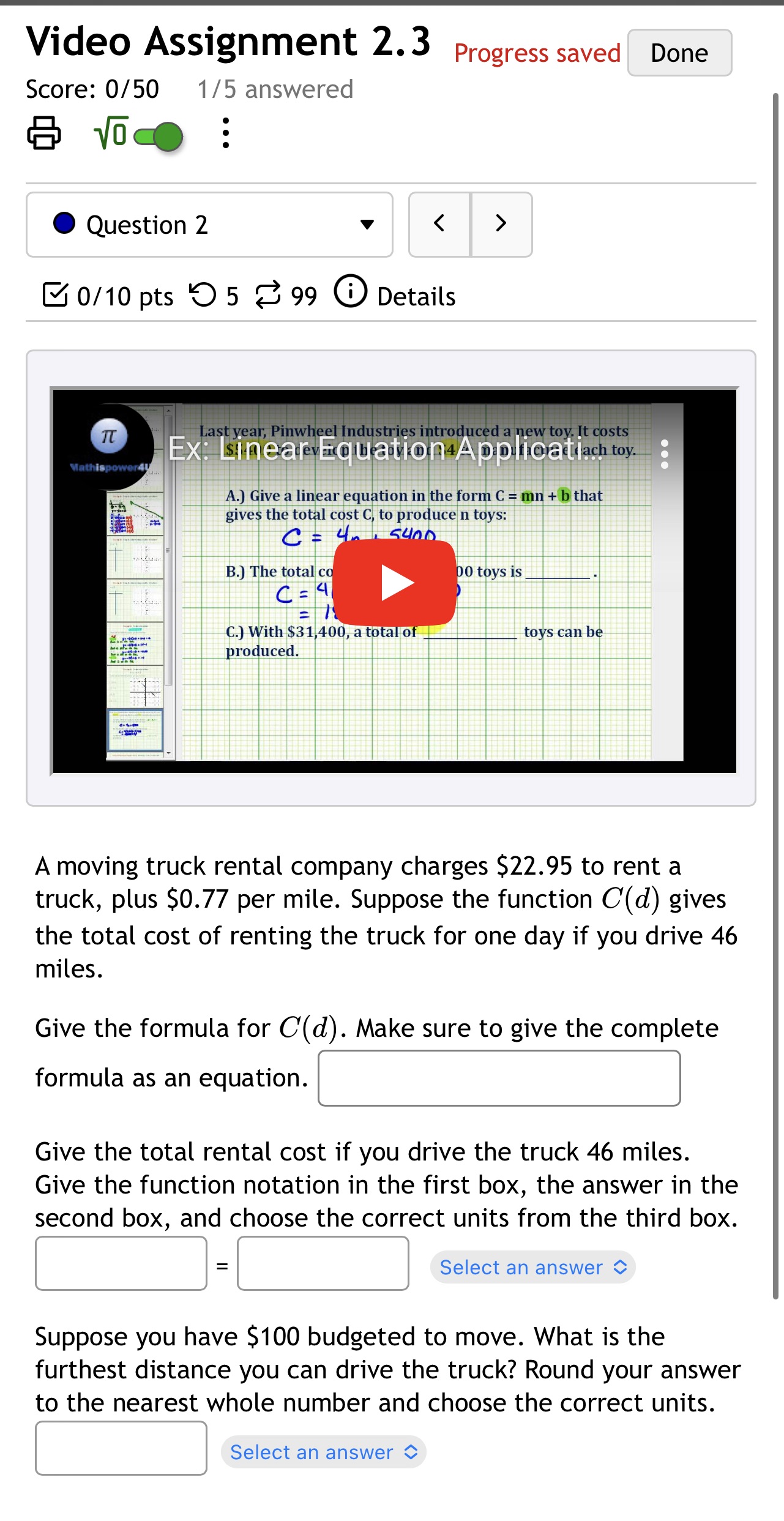 VocO . . Question 2 0/ 10 pts 9 5 99 0