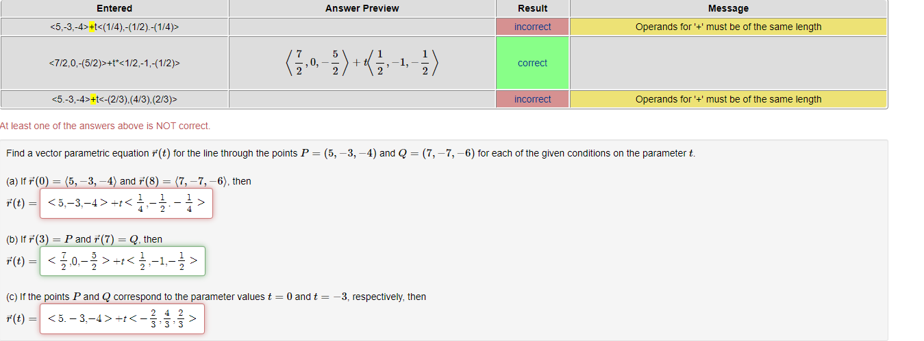 points P = (5, -3, -4) and Q = (7, -7, -6)