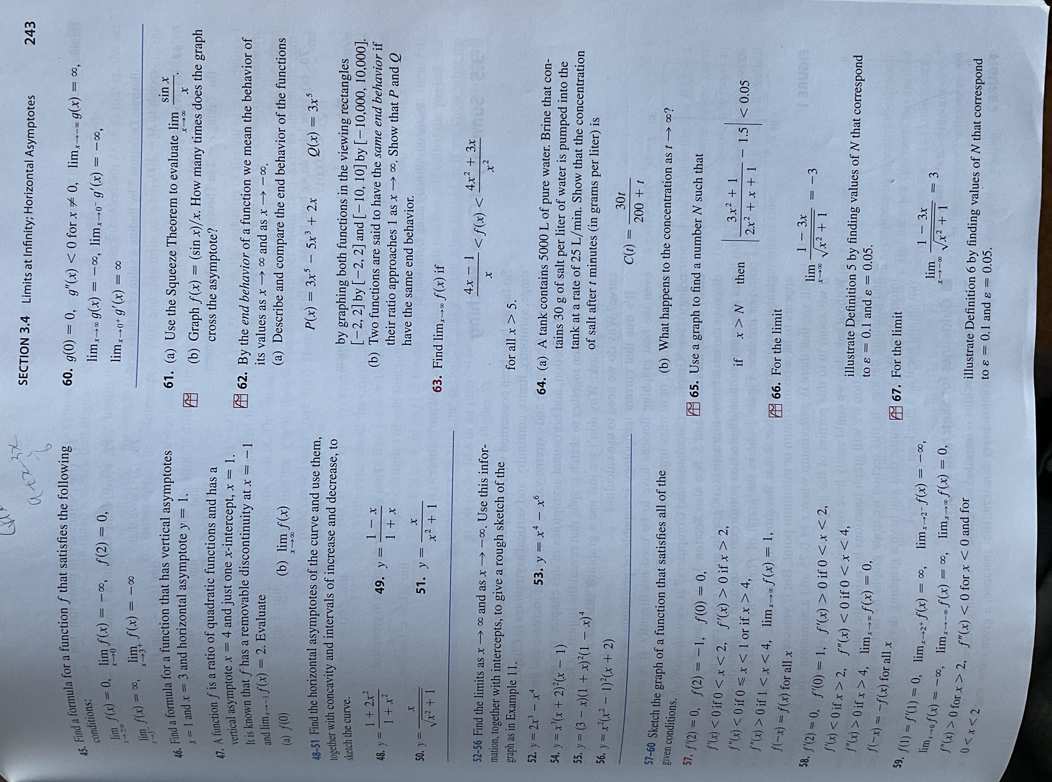 243 45. Find a formula for a function f that satisfies the