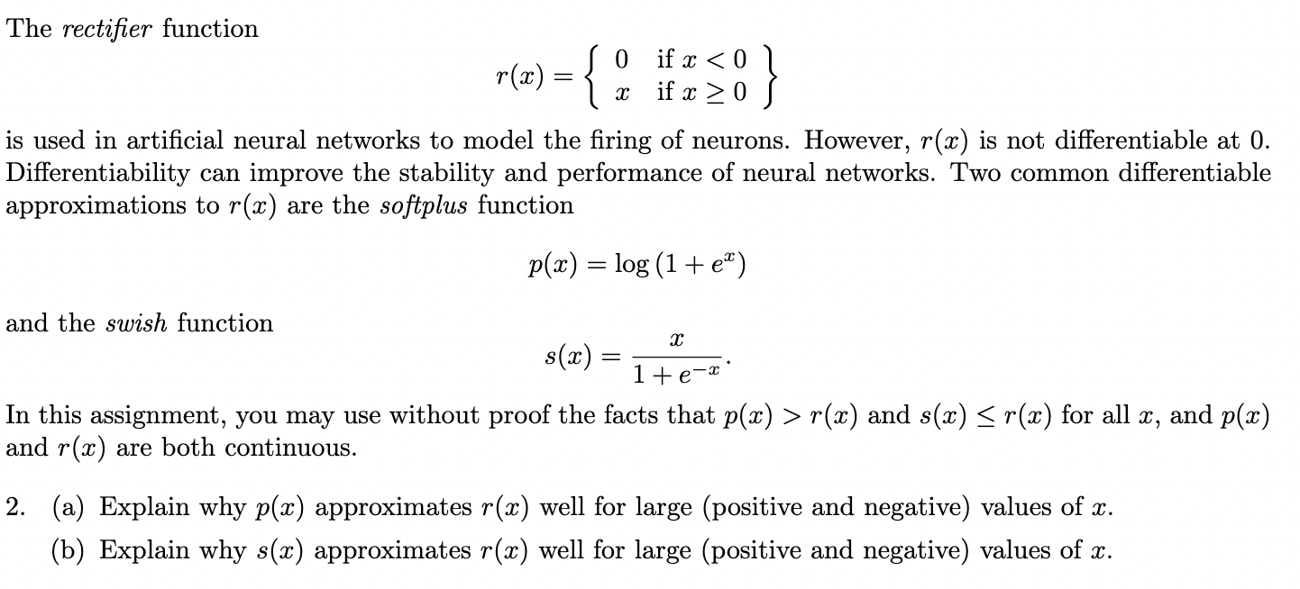 The rectifier function 0 if < 0 if c > 0 is