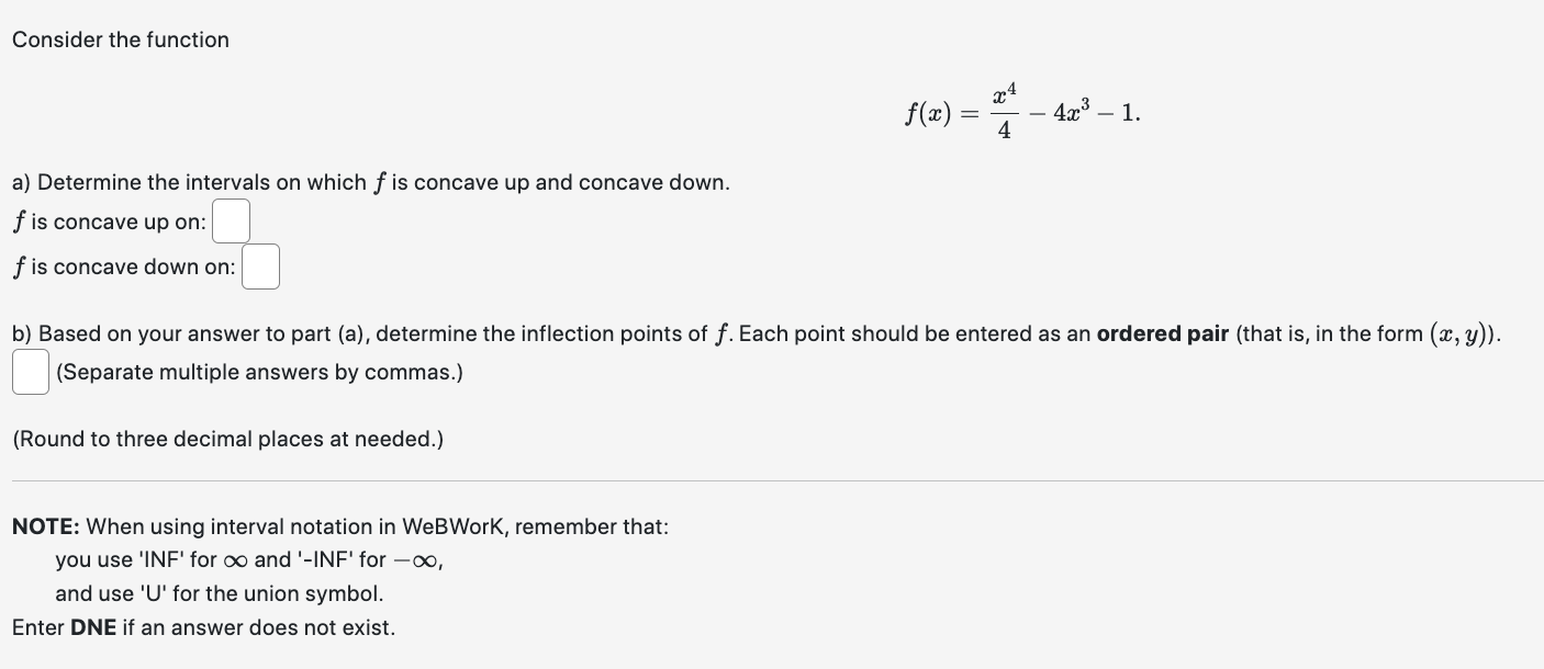 f is concave up onzl ' f is concave down on: |