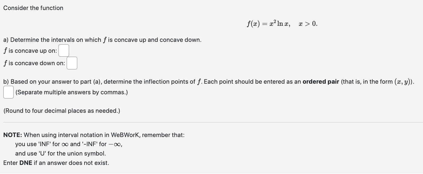 of f. Each point should be entered as an ordered pair (that