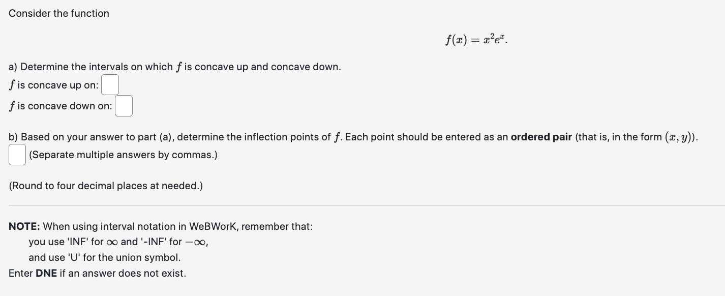 DNE if an answer does not exist. Consider the function f(x) :