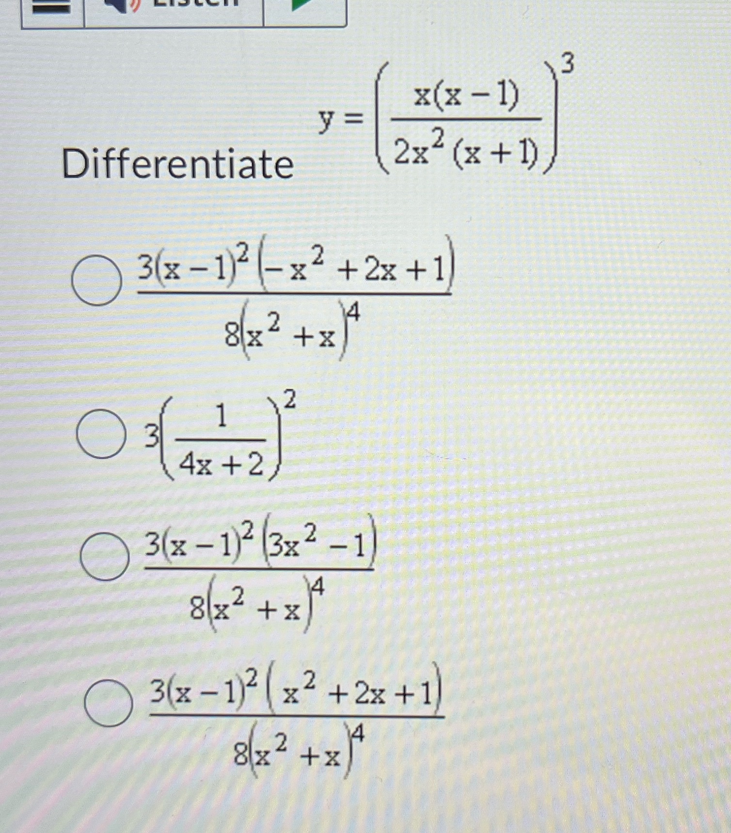 2x (x + 1) O 3(x - 1)2 - x4 + 2x