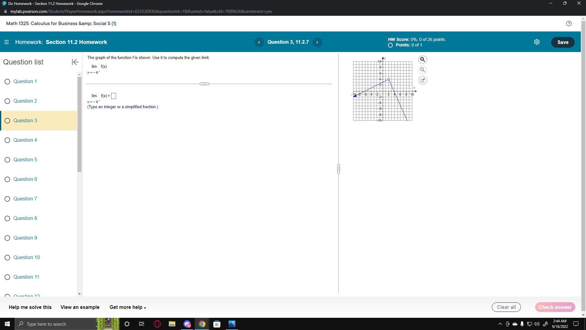Section 11.2 Homework Question 1, 11.2.1 > HW Score: 0%, 0 of