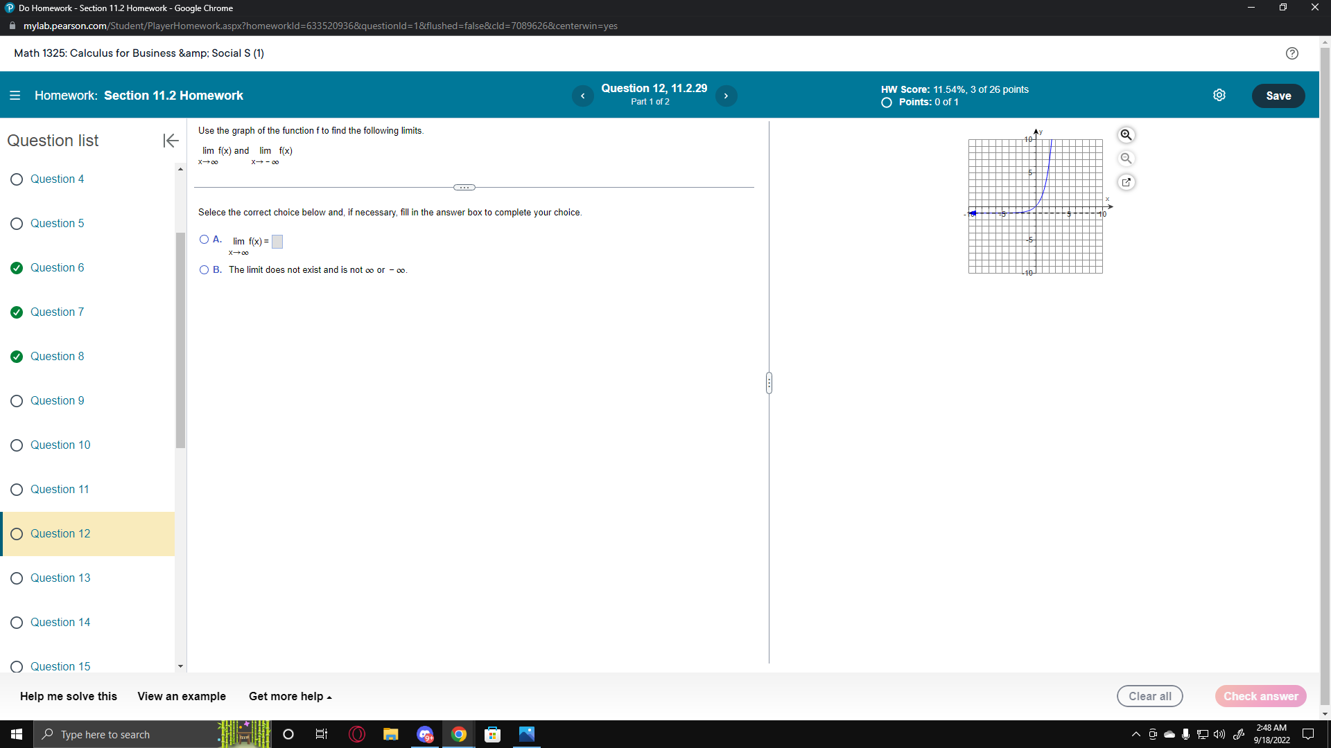 O Question 1 lim f(x ) = _ O Question 2 X-