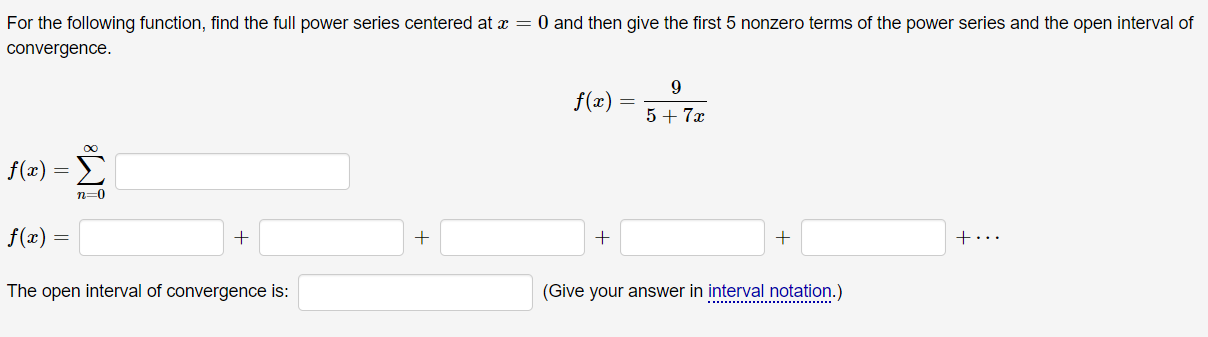 a = 0 and then give the first 5 nonzero terms of