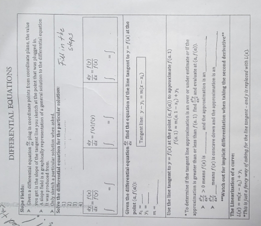  please help DIFFERENTIAL EQUATIONS Slope Fields: > Given a differential equation