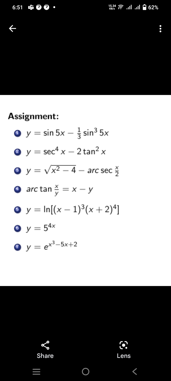 . Assignment: y = sin 5x - 3 sin3 5x y =