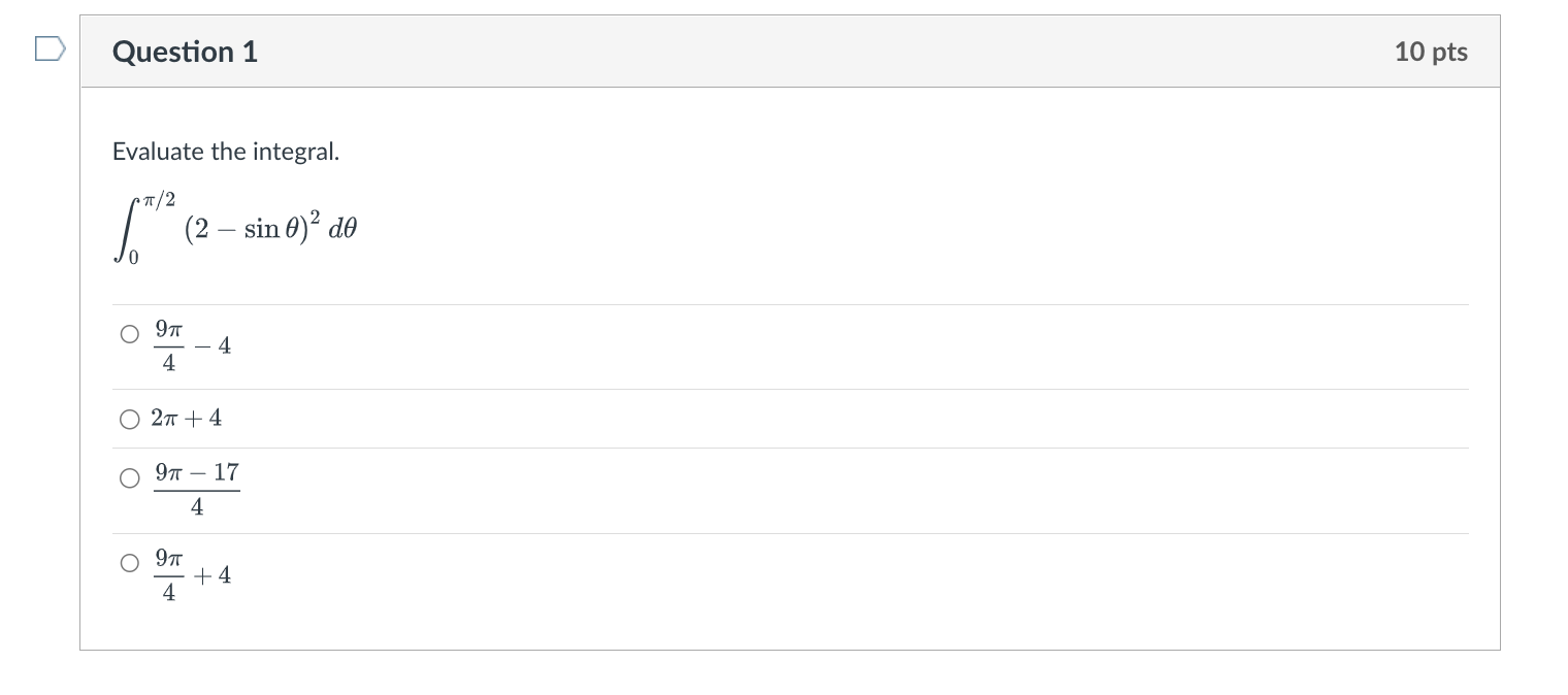  \fQuestion 2 10 pts Evaluate the integral. sin a cos zx)