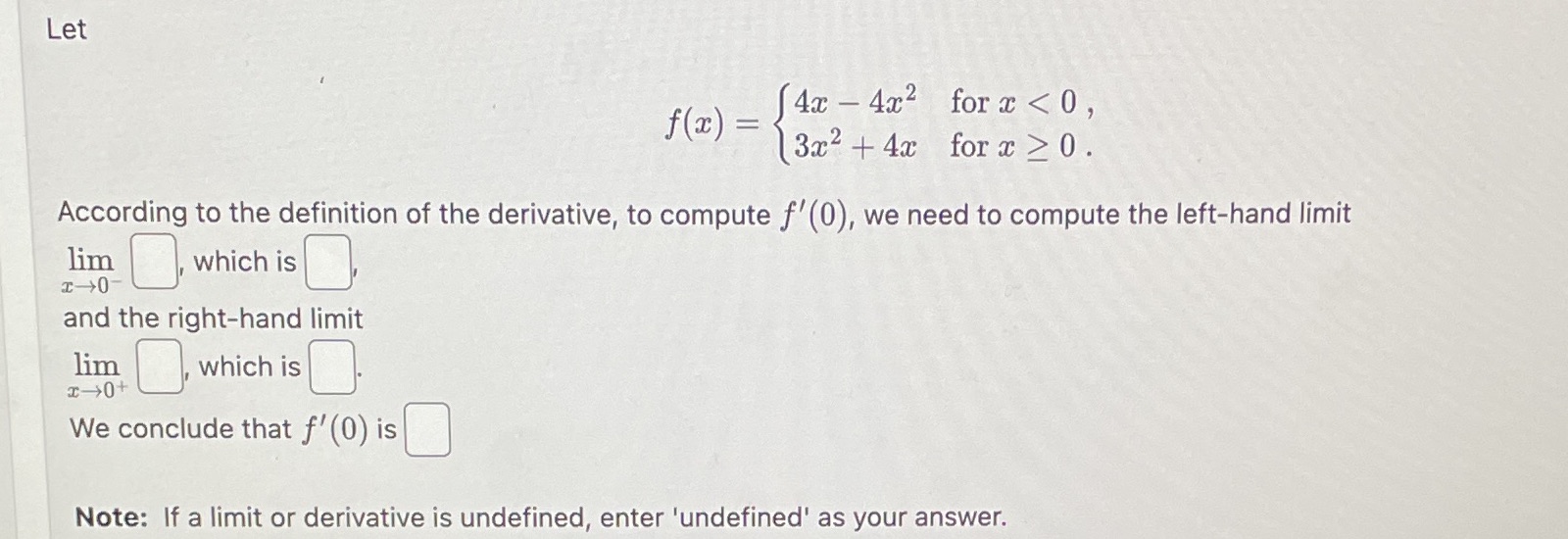 According to the definition of the derivative, to compute f we need