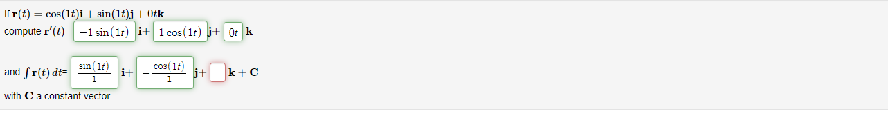 If r(t) = cos(1t)i + sin(1t)j + 0tk computer' (t)= -1