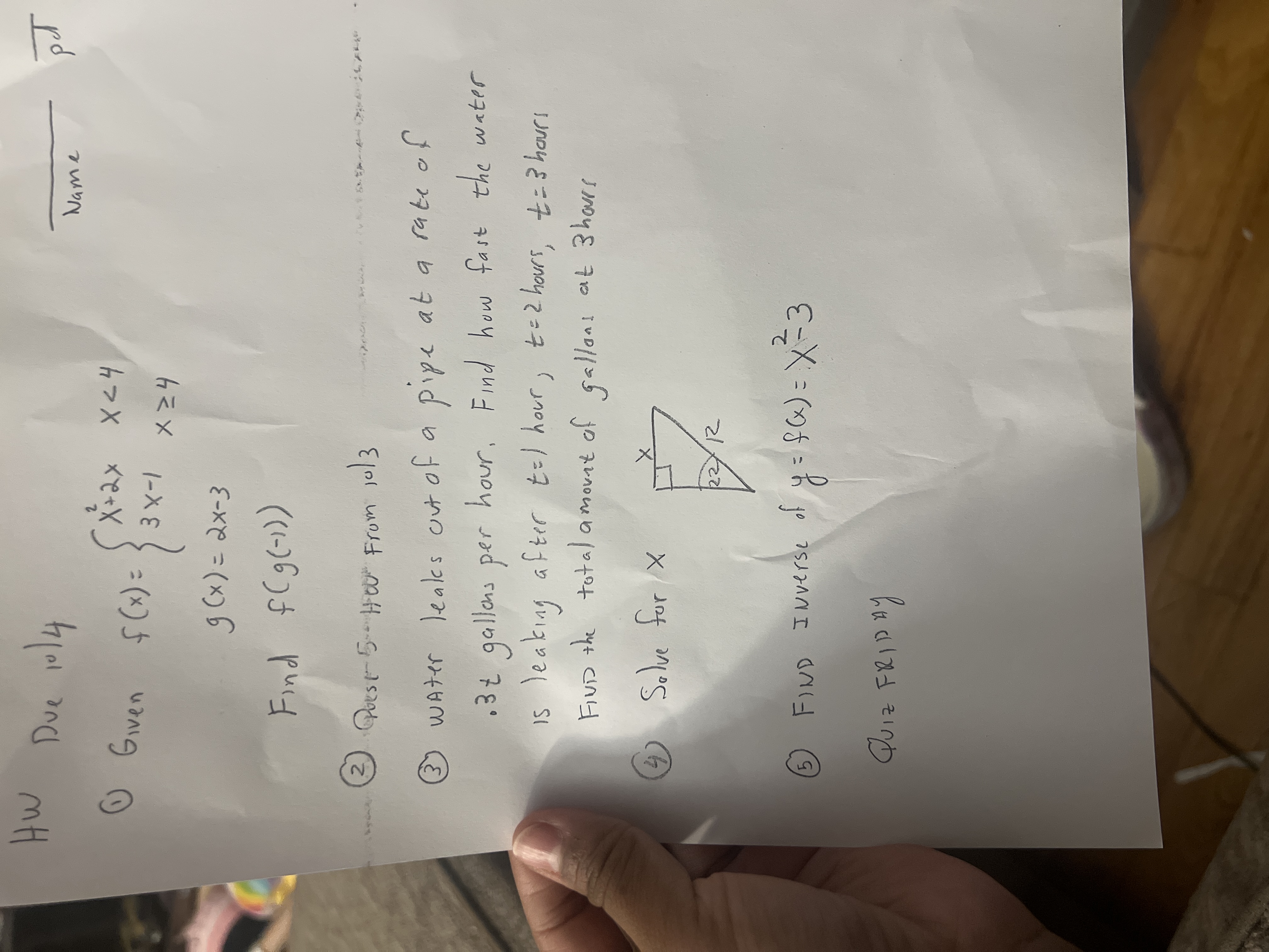  HW Due 1014 Name pT Given f (x ) = *