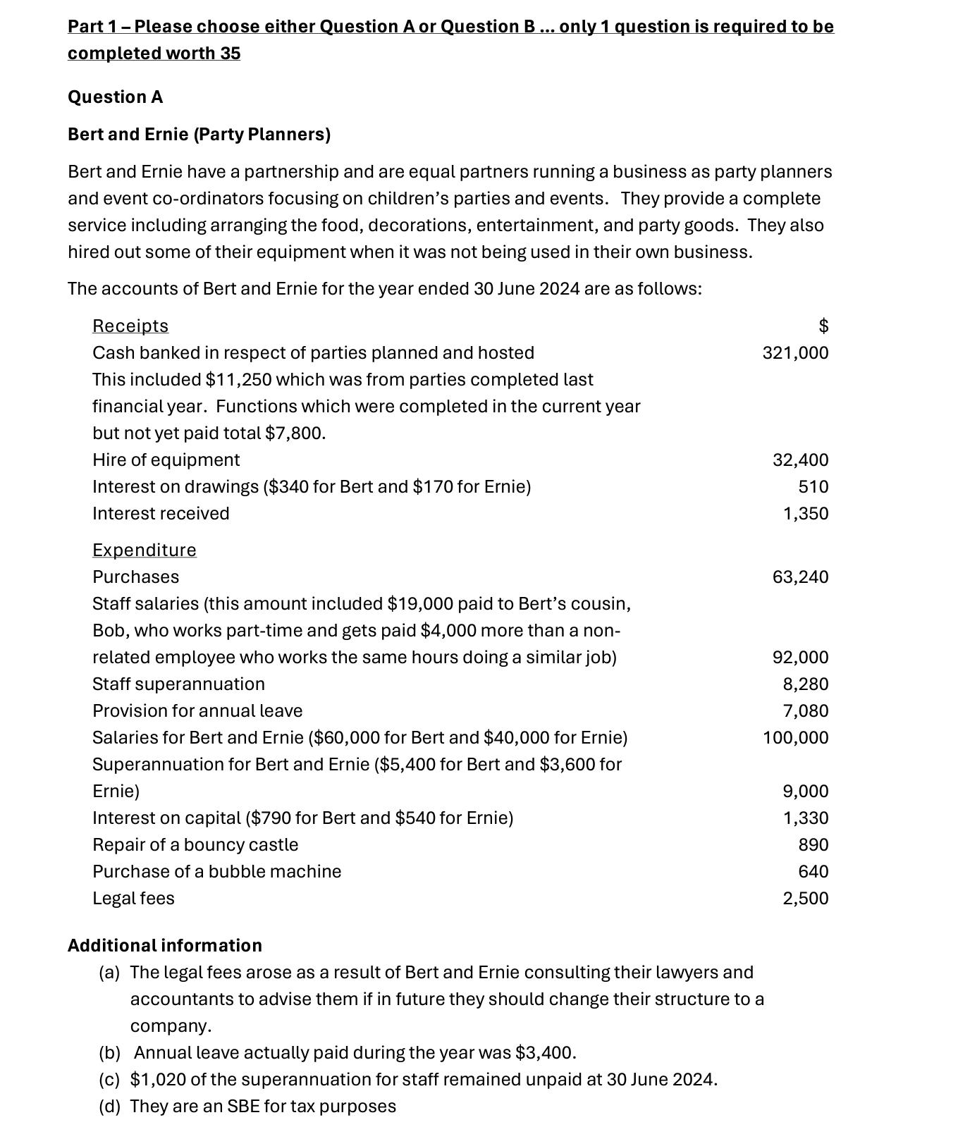 Part 1- Please choose either Question A or Question B ...