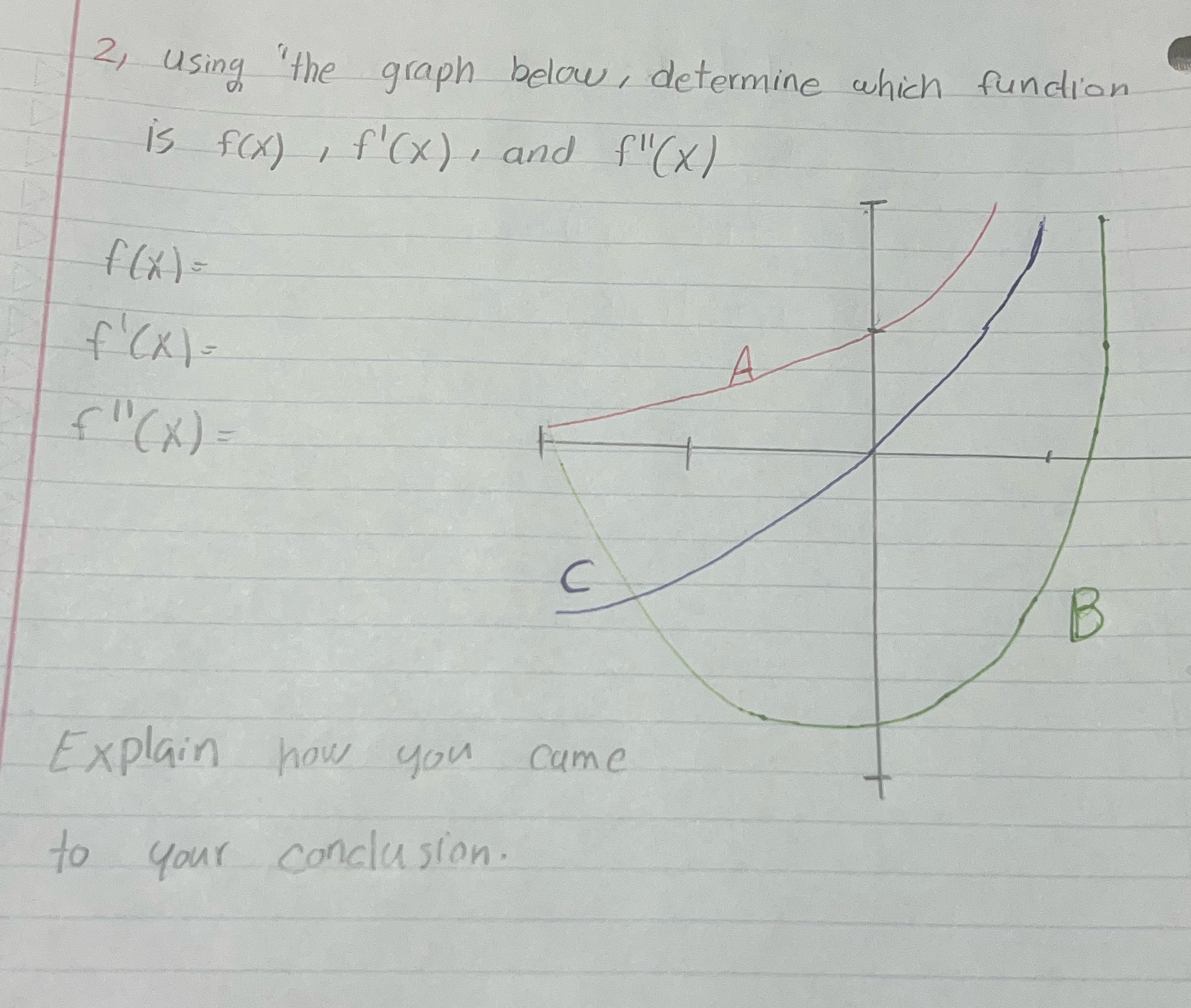 2 , using " the graph below , determine which function