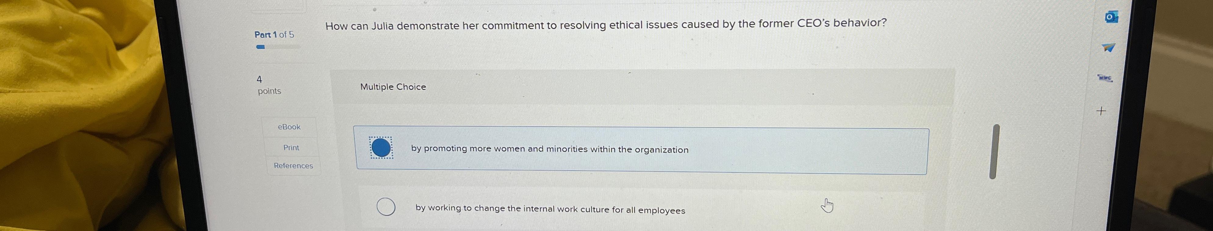  Part 1 ?of 5 How can Julia demonstrate her commitment to