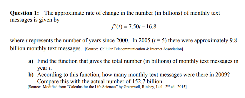 a lot, thank you! Question 1: The approximate rate of change in