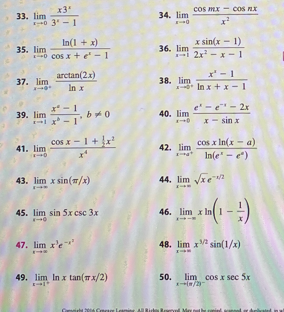 43. lim x sin(qr/x) lim sin 5xesc 3x lim x3e8? In x
