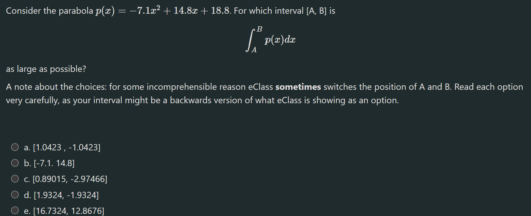 above the xaxis, on [Ca]. Let B be the area under y