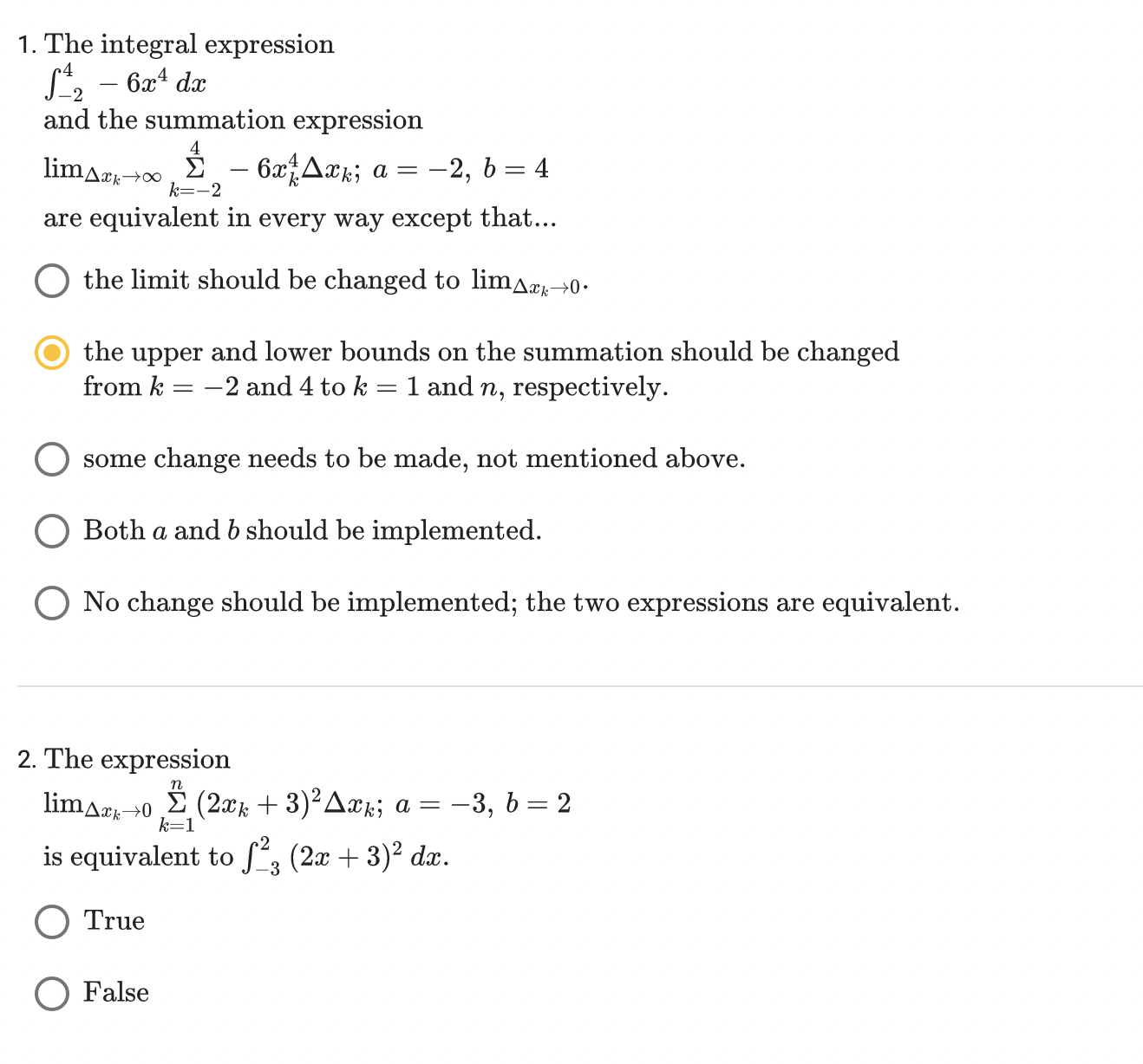  1. The integral expression [:12 63:4 d3: and the summation expression
